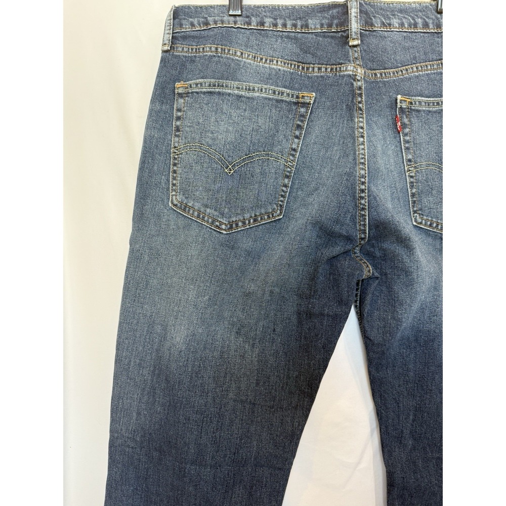 Levis 514 Mens Straight Leg Jeans 36 x 30 Medium‎ Wash Denim Whiskered Preppy - Picture 8 of 10